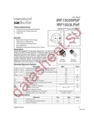 IRF1503STRLPBF datasheet  